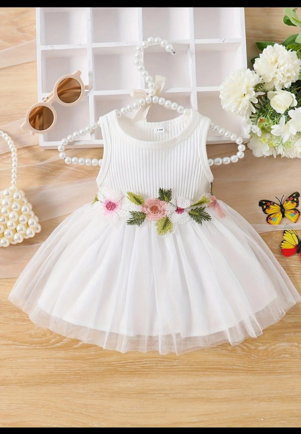 3-6 M   Dress, Ribbed Sleeveless Dress, Infant  Clothing For Summer/Spring,