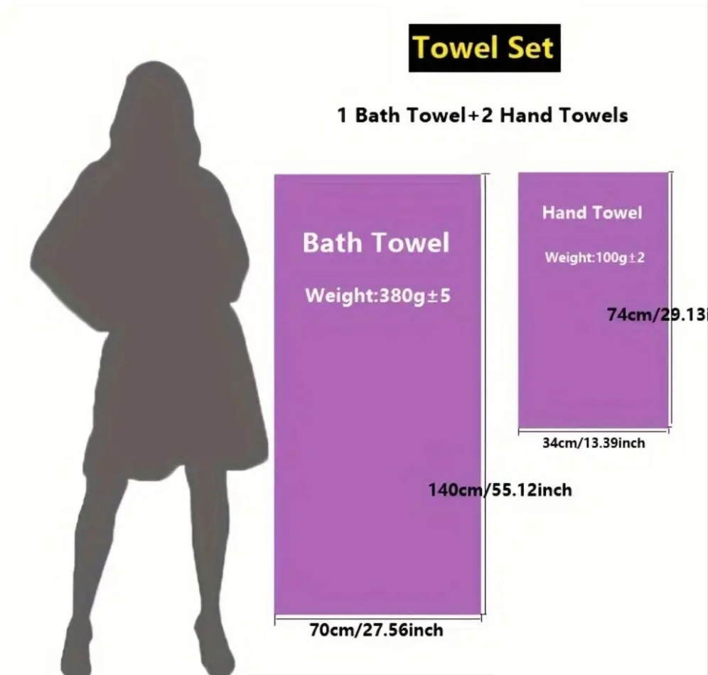 3 pcs1 lavender towel in milk white and purple