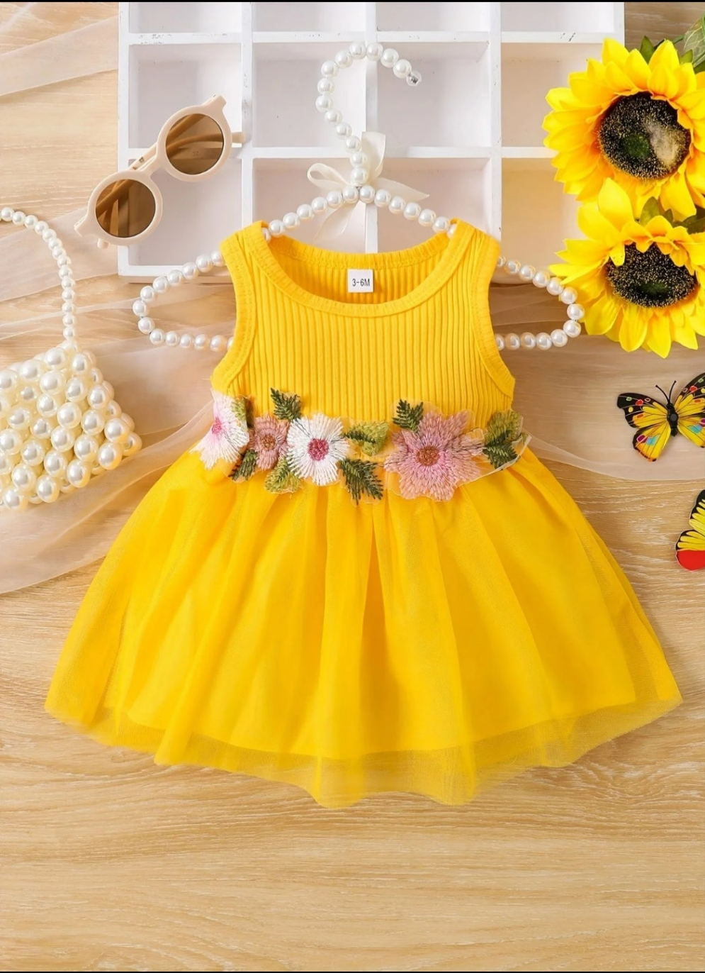 3-6 M   Dress, Ribbed Sleeveless Dress, Infant  Clothing For Summer/Spring,
