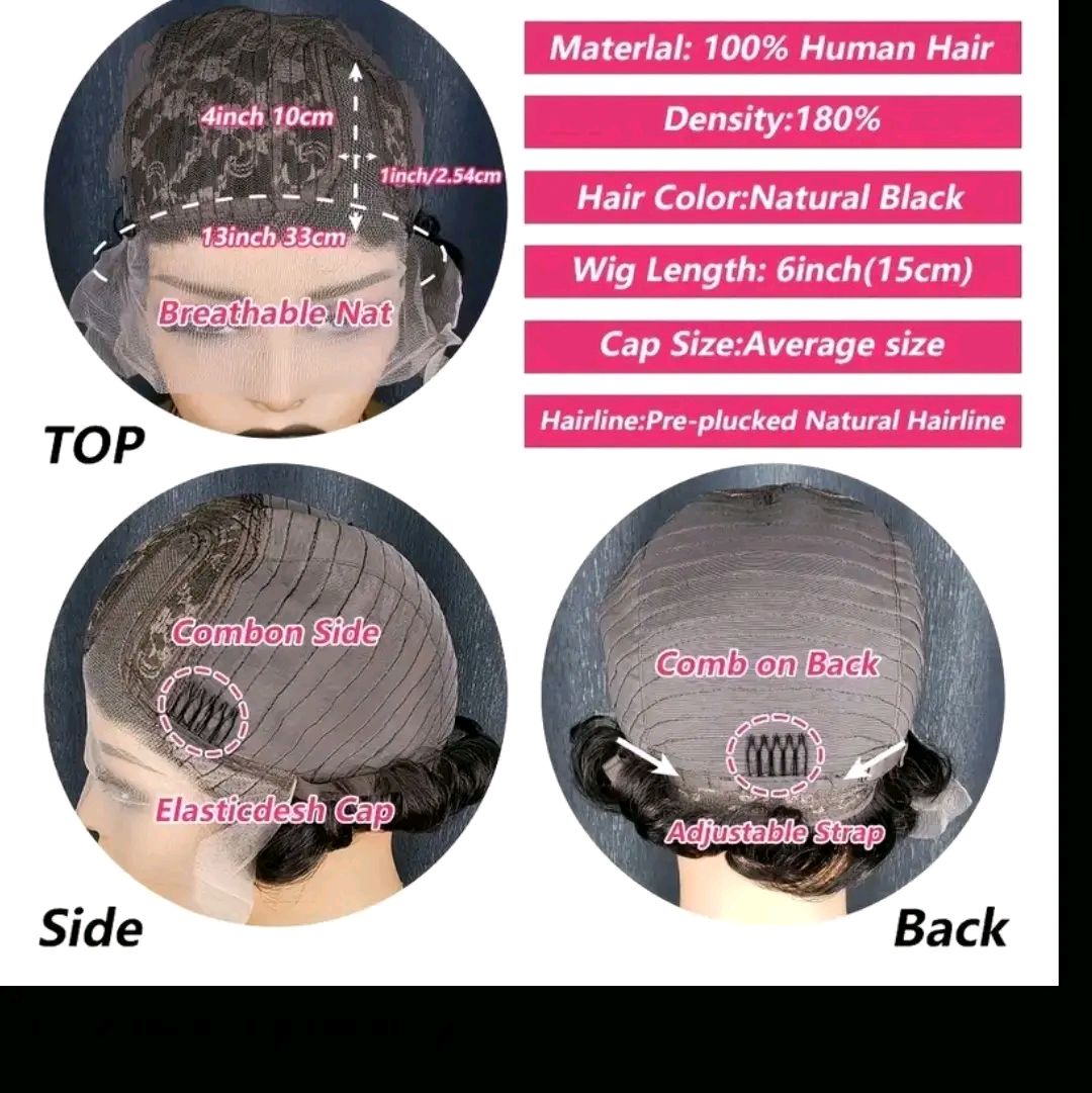 Elegant Pixie Cut Lace Front Wig for Women, 6inch 4# 99J, Natural Black 1b, Brazilian Virgin Human Hair, BrElegant Pixie Cut Lace Front Wieathable & Lightweight, Body Wave, 150% Density, Side Part & Bangs, All Ethnicities, Perfect for Daily Wear & Cosplay