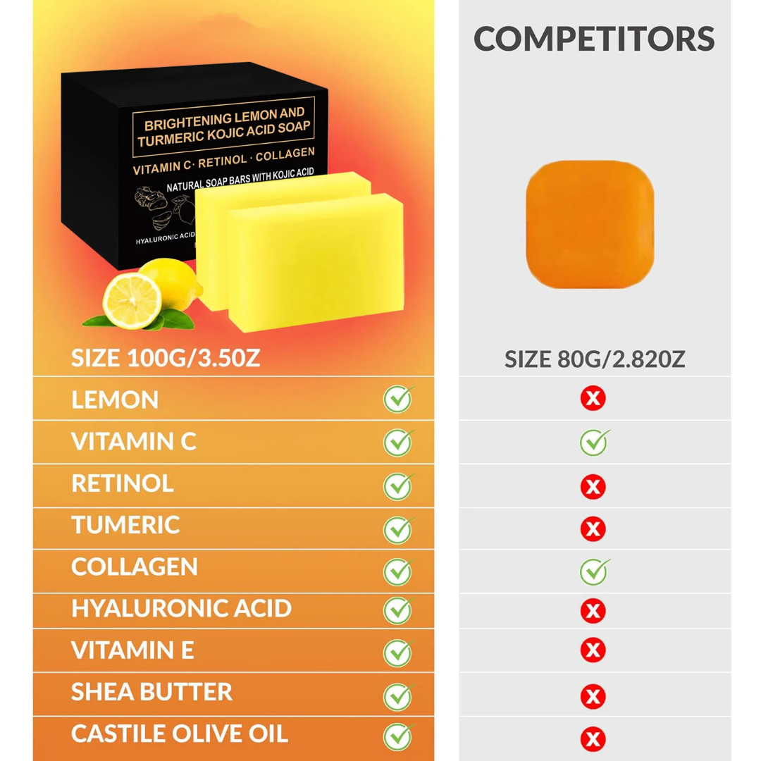 1 pcs Kojic Acid Soap, Glutathione & Ginger Essential Oil Handmade Soap, Turmeric Soap