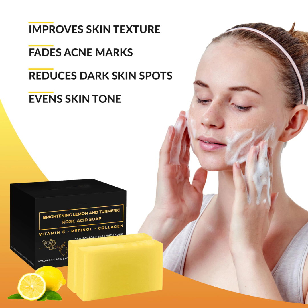 1 pcs Kojic Acid Soap, Glutathione & Ginger Essential Oil Handmade Soap, Turmeric Soap