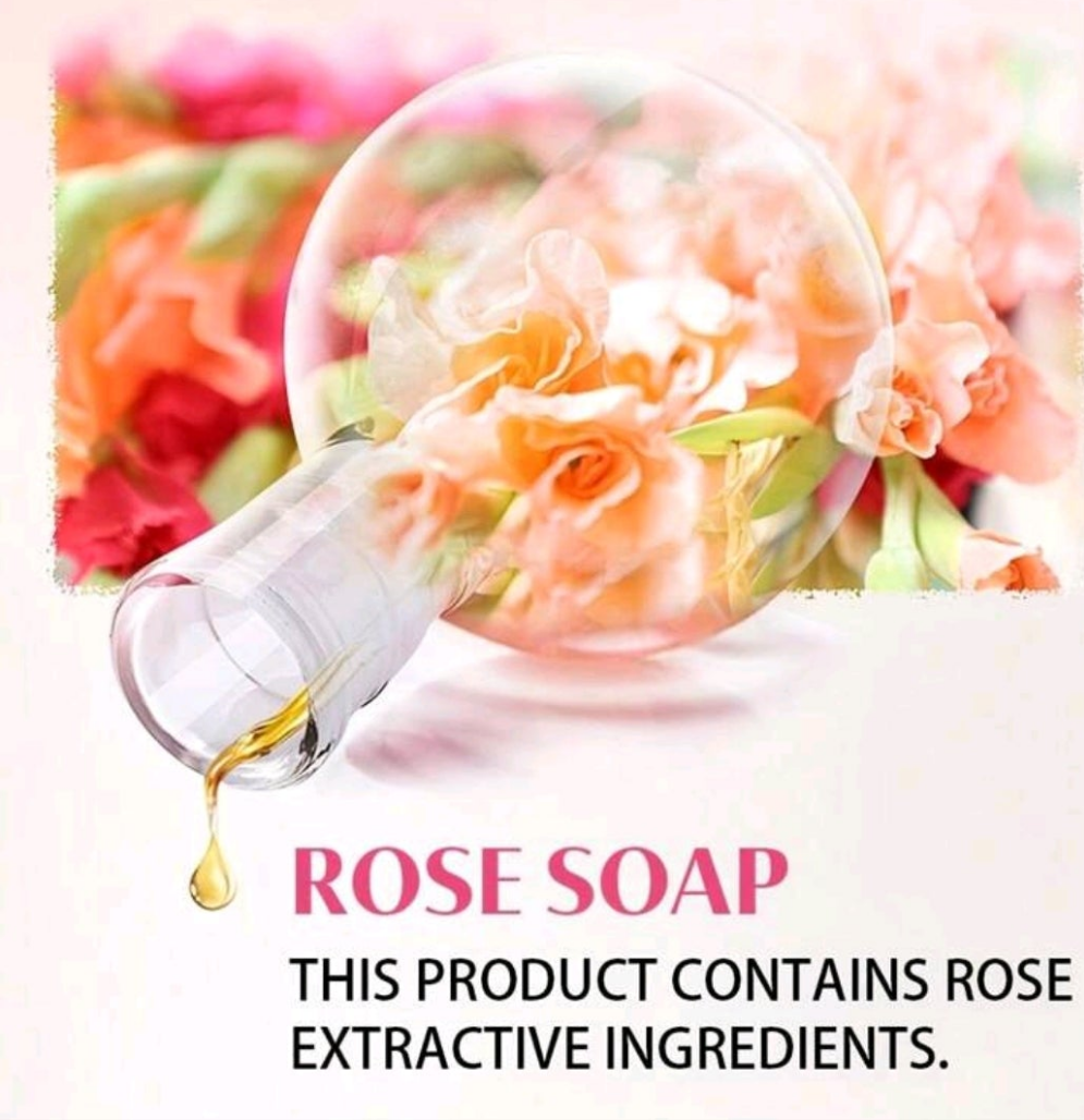 1pcs Rose Essential Oil Soap, Long Lasting Fragrance, Bath, Wash, Cleansing, Rose, Handmade Soap (With Foaming Net)