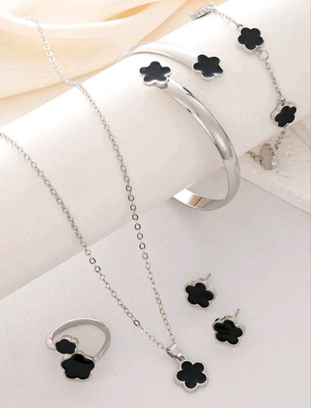 Znice 6pcs/Set Clover Lucky Charm Bracelet & Necklace Jewelry Set, Suitable For Daily Wear & Gatherings