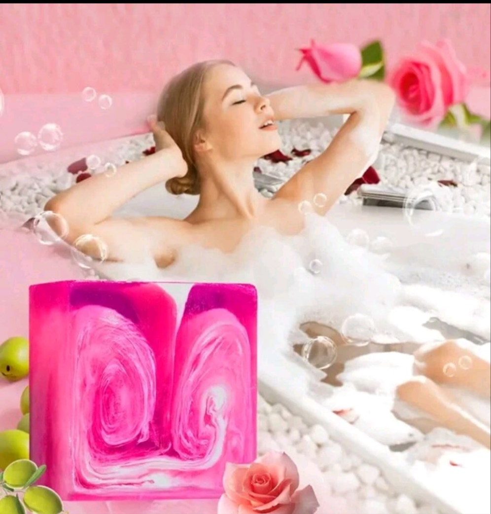 1pcs Rose Essential Oil Soap, Long Lasting Fragrance, Bath, Wash, Cleansing, Rose, Handmade Soap (With Foaming Net)