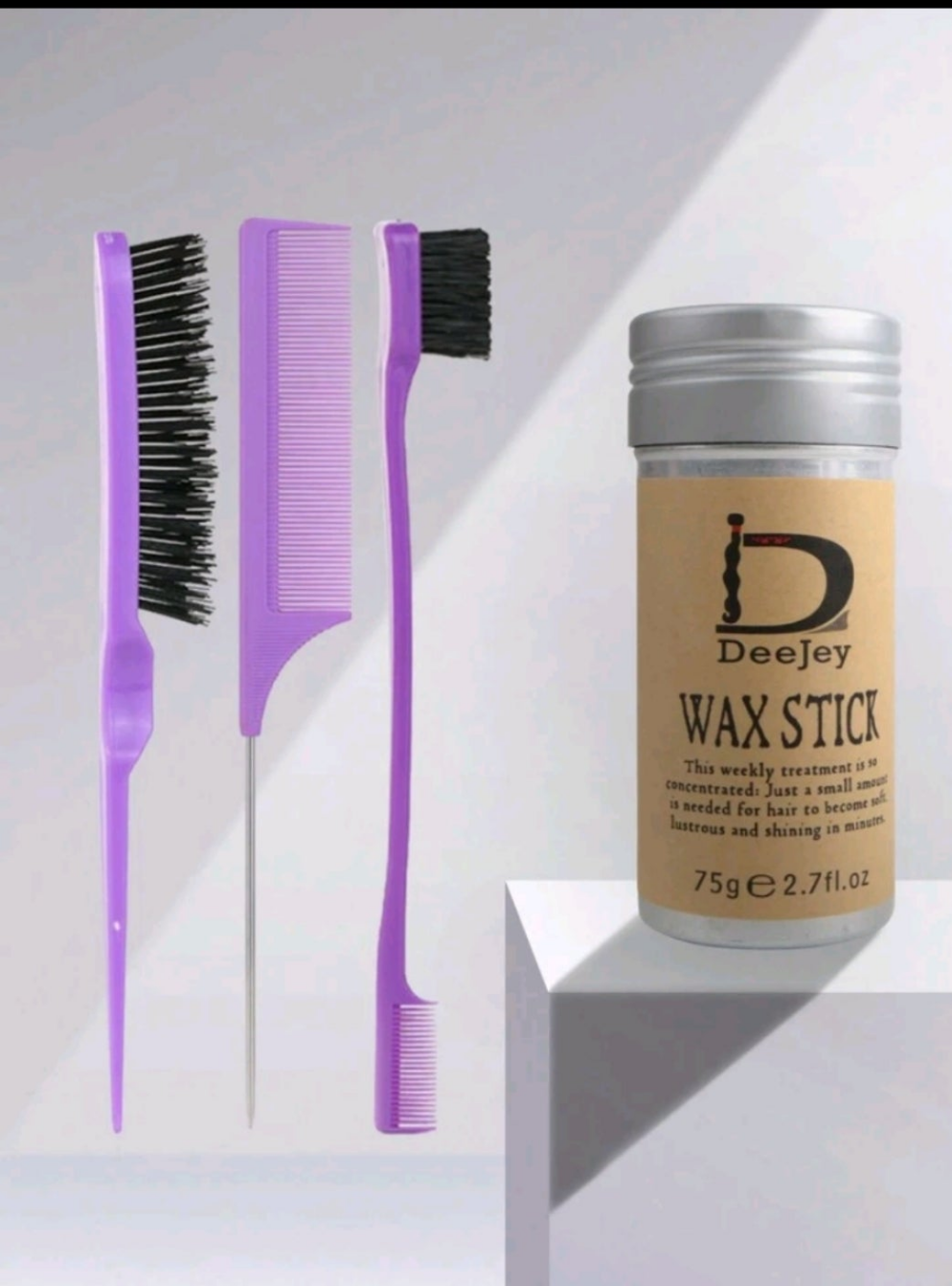 4-Piece Set Hair Wax Stick, Edge Brush, Hair Tail Comb , Hair Wax Stick For Wig, Hair Smooth Stick For Edge Control Of Hair Styling, For Weaving Hair