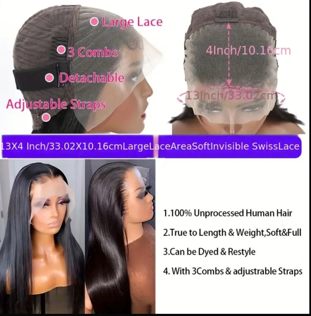 18 inch Straight Lace Front Wigs Human Hair 13X4 Hd Transparent Lace Front Human Hair Wigs For Women Glueless Brazilian Remy Hair Lace Frontal Wig 180% Density Pre Plucked With Baby Hair Hairline
