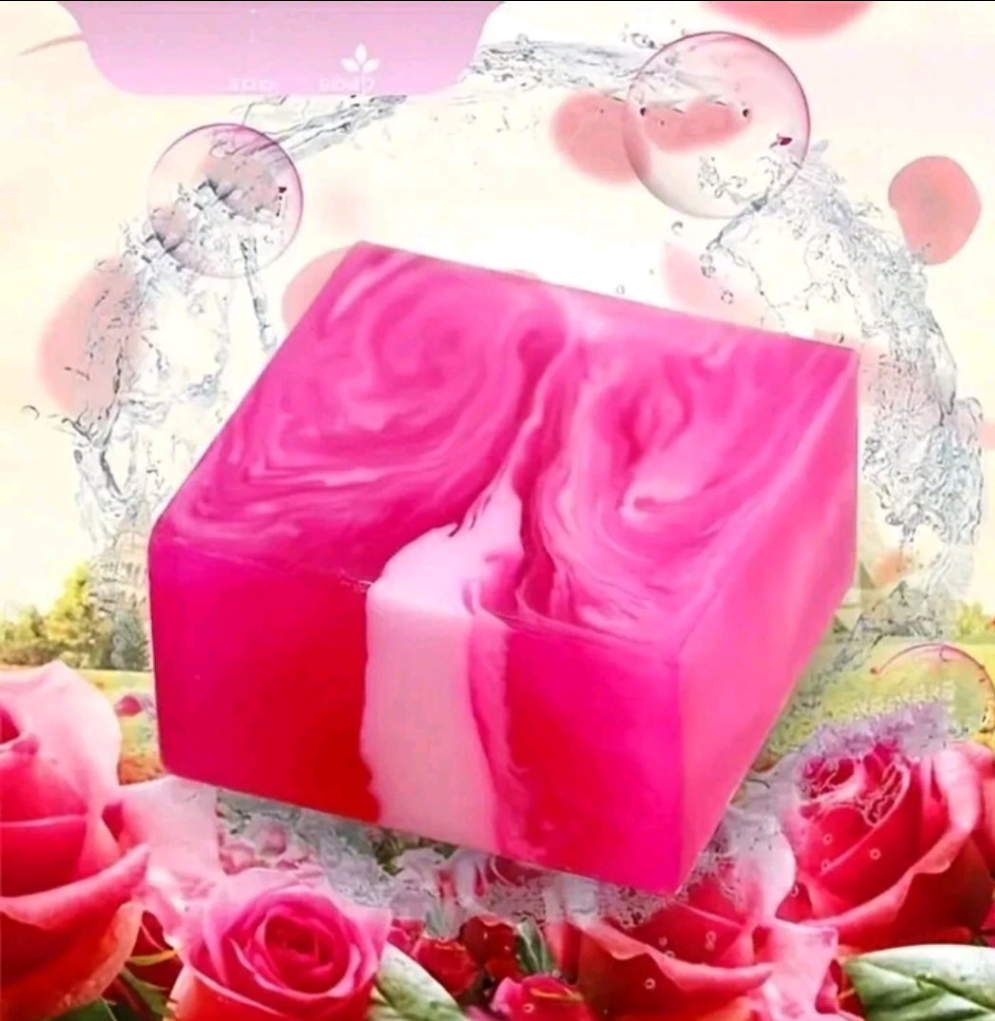 1pcs Rose Essential Oil Soap, Long Lasting Fragrance, Bath, Wash, Cleansing, Rose, Handmade Soap (With Foaming Net)