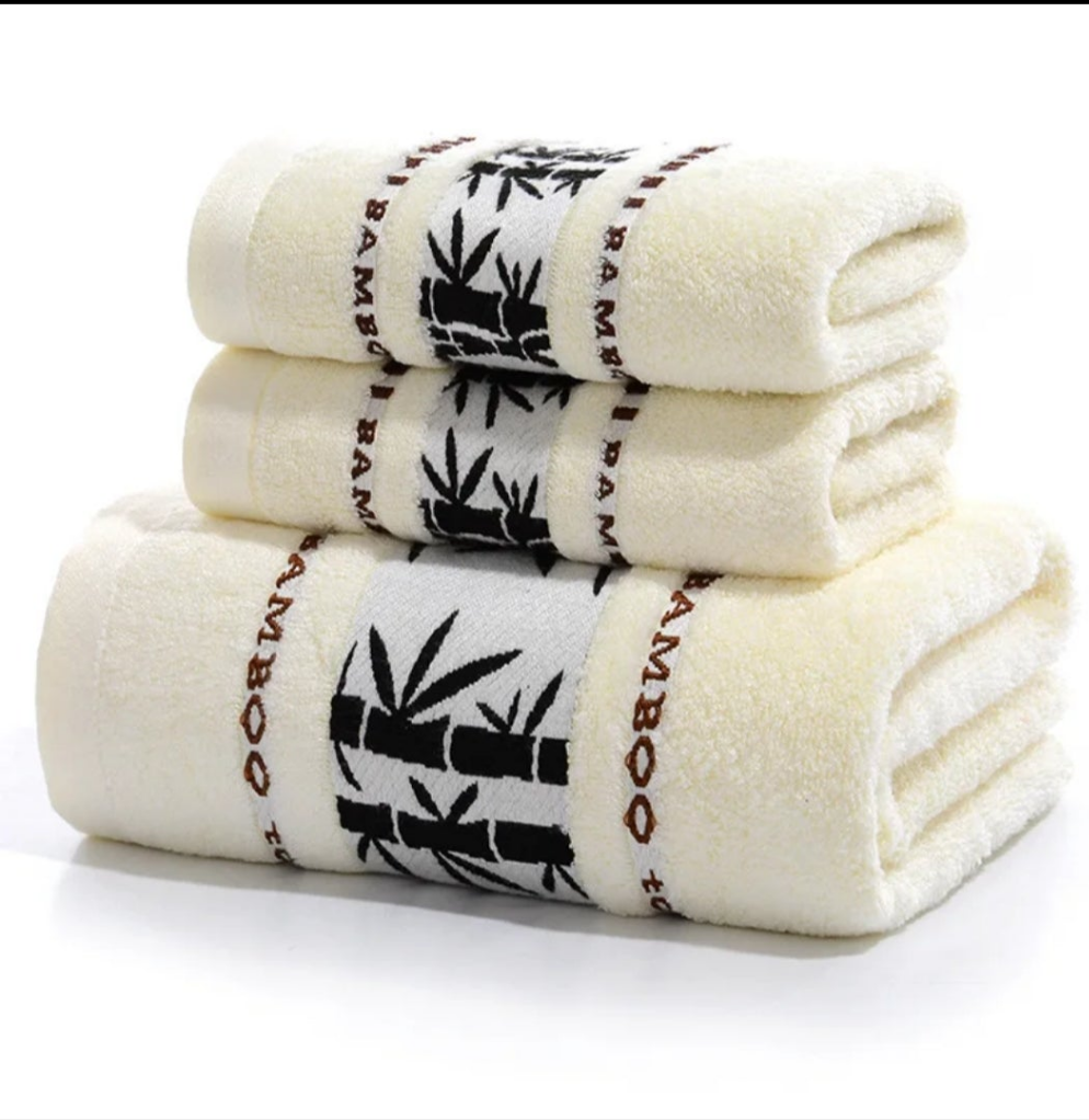 3pcs/ set Bamboo Towel, Including 1pc 27.5*55 Inch Bath Towel, 2pcs 13*29 Inch Hand Towel, Household Hand Towel Bath Towel, Bathroom Supplies, Bathroom Accessories, Wash Cloths