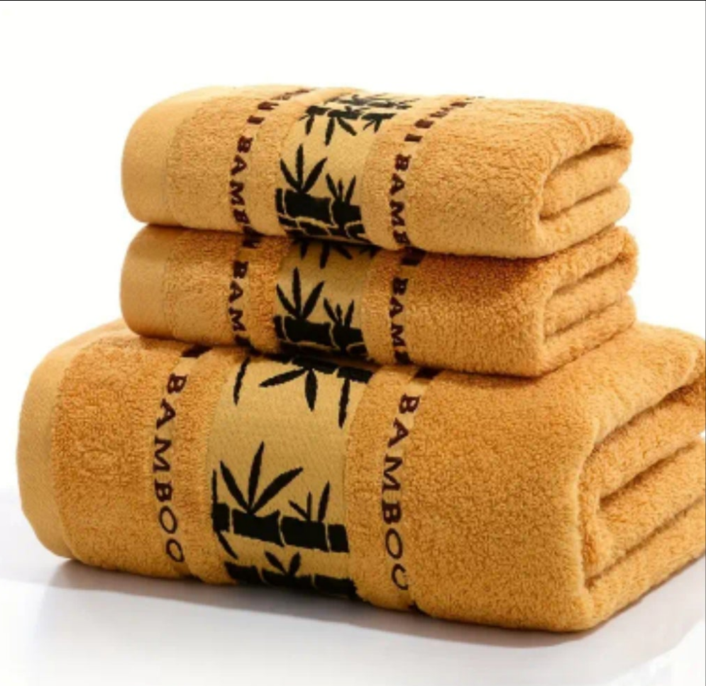 3pcs/ set Bamboo Towel, Including 1pc 27.5*55 Inch Bath Towel, 2pcs 13*29 Inch Hand Towel, Household Hand Towel Bath Towel, Bathroom Supplies, Bathroom Accessories, Wash Cloths
