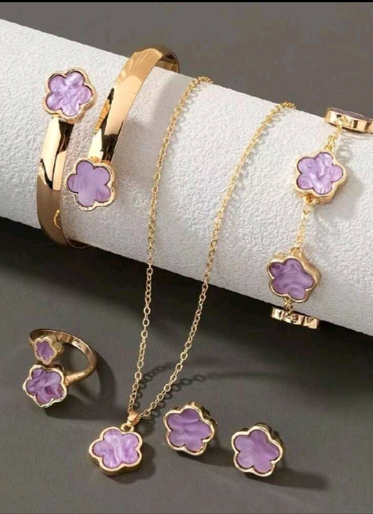 6pcs/Set Clover Earrings, Necklace, Bracelet, Ring Jewelry Set, Versatile & Lucky' Valentines,Mom,Mother,Mother's Day,Gift