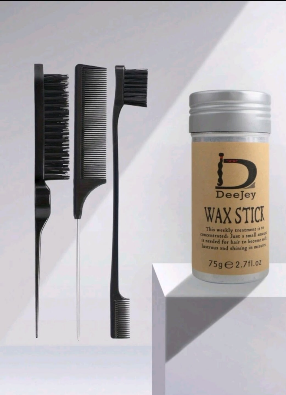 4-Piece Set Hair Wax Stick, Edge Brush, Hair Tail Comb , Hair Wax Stick For Wig, Hair Smooth Stick For Edge Control Of Hair Styling, For Weaving Hair