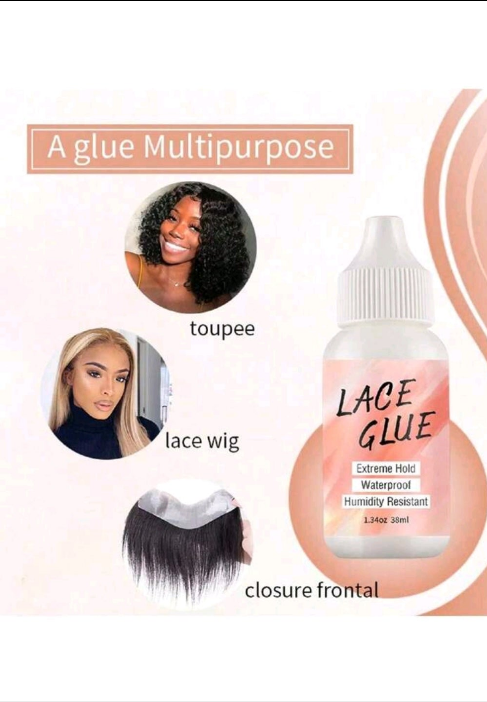 Wig Adhesive & Remover Kit With Spatula, Waterproof And Long-Lasting Lace Wig Glue, Wig Tool Set