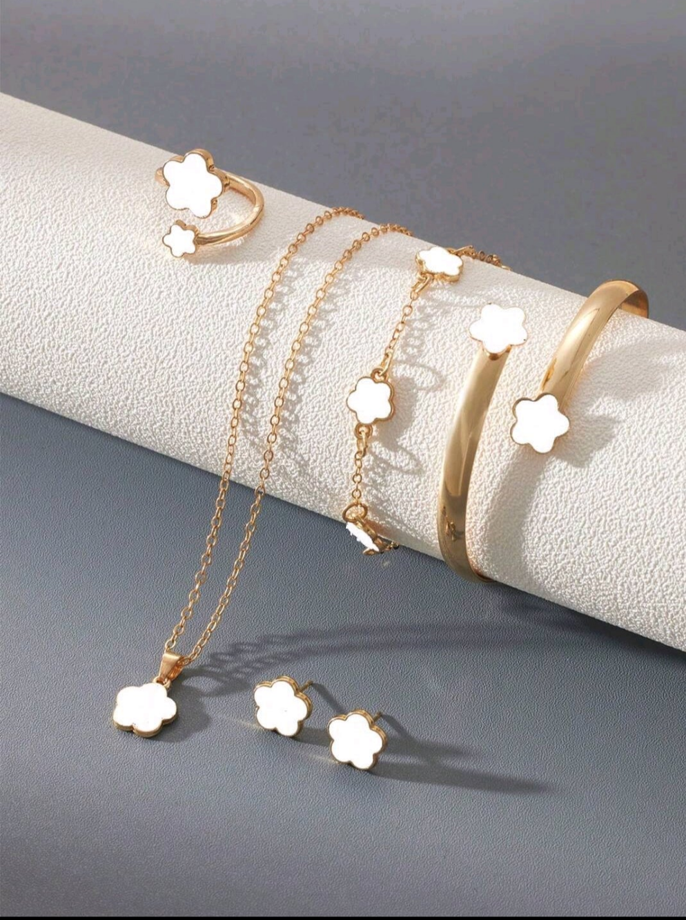 6pcs/Set Znice Lucky Clover Bracelet & Necklace Set, Suitable For Daily Wear & Party