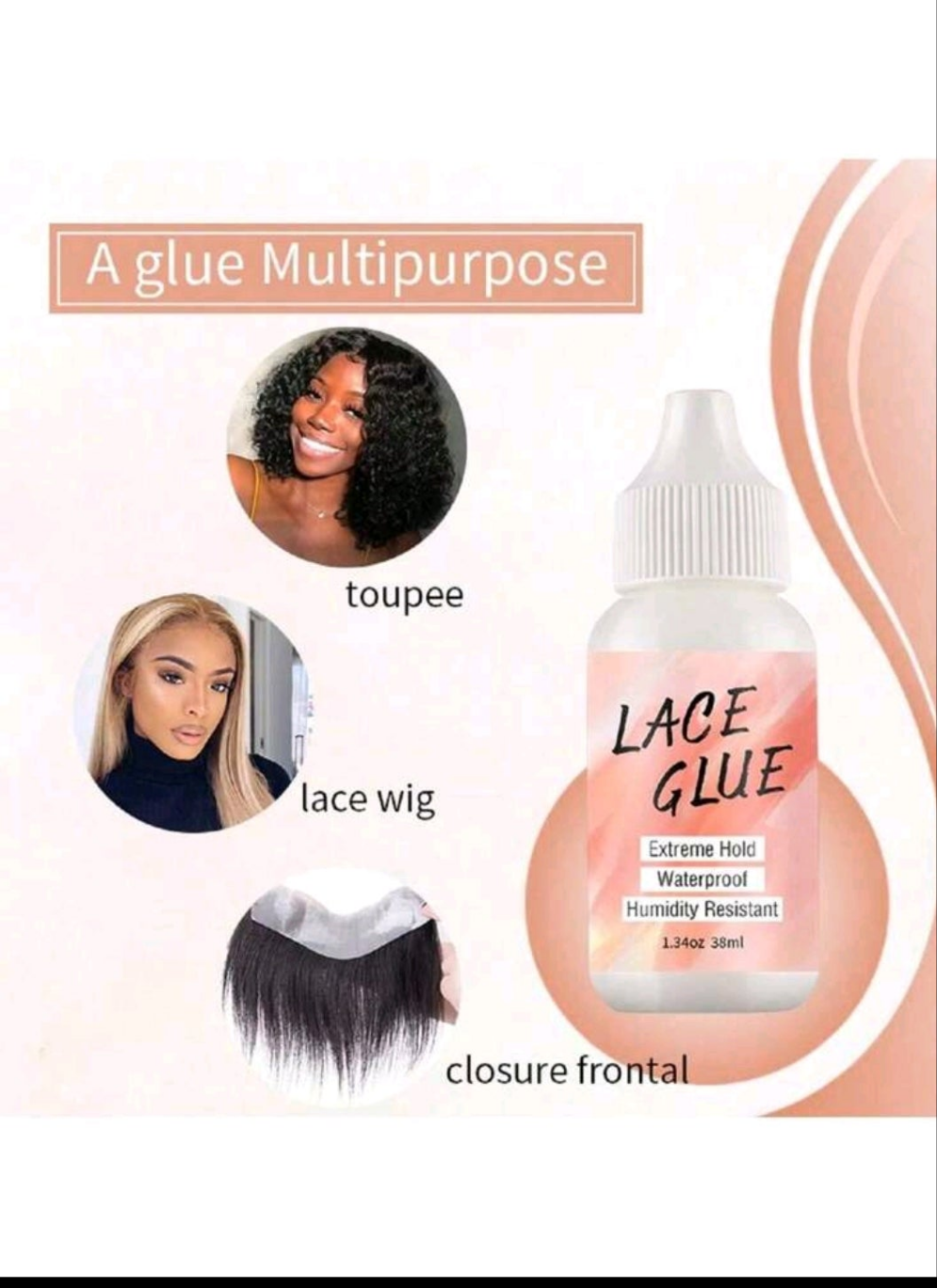 Wig Adhesive & Remover Kit With Spatula, Waterproof And Long-Lasting Lace Wig Glue, Wig Tool Set