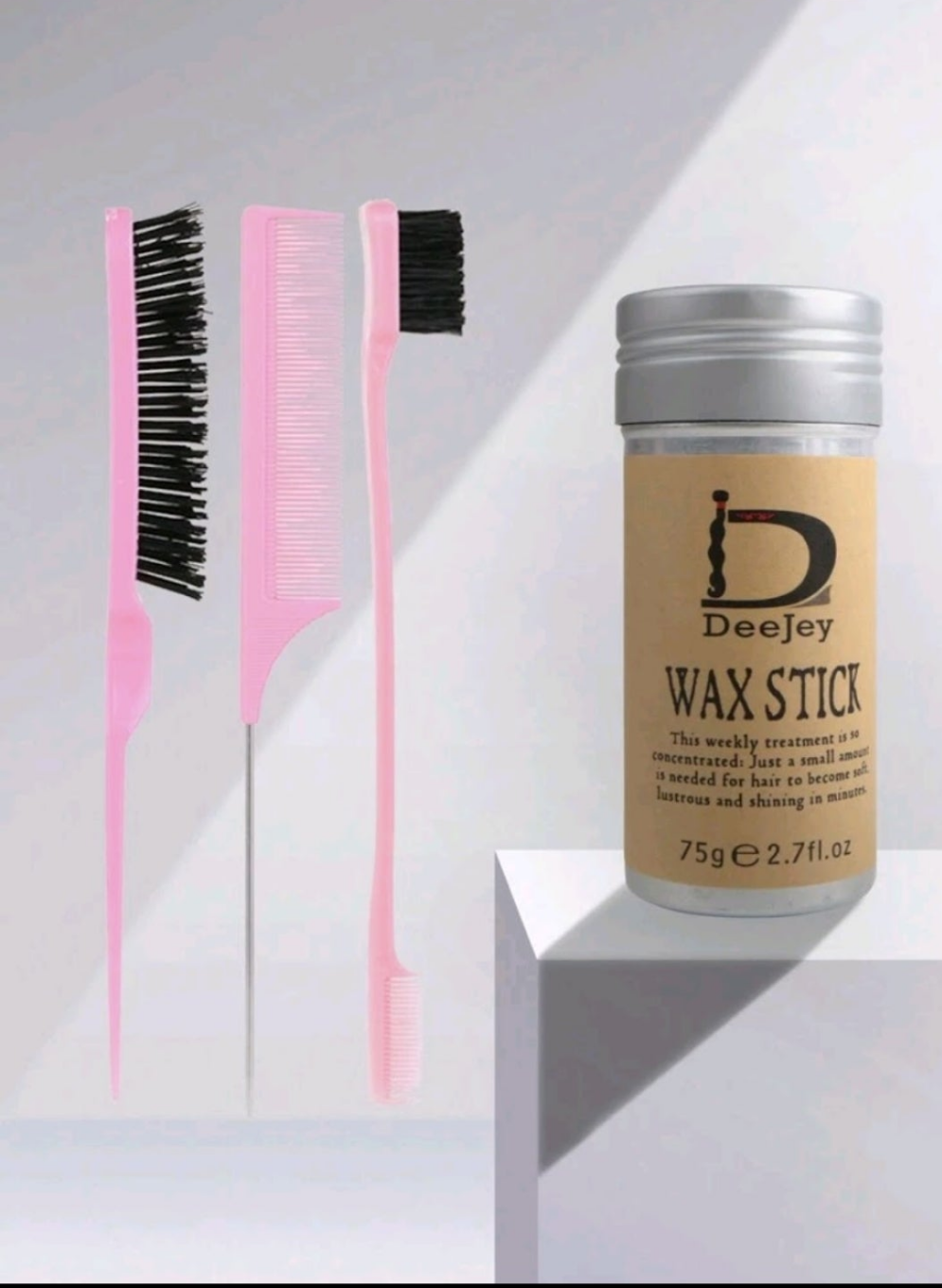 4-Piece Set Hair Wax Stick, Edge Brush, Hair Tail Comb , Hair Wax Stick For Wig, Hair Smooth Stick For Edge Control Of Hair Styling, For Weaving Hair