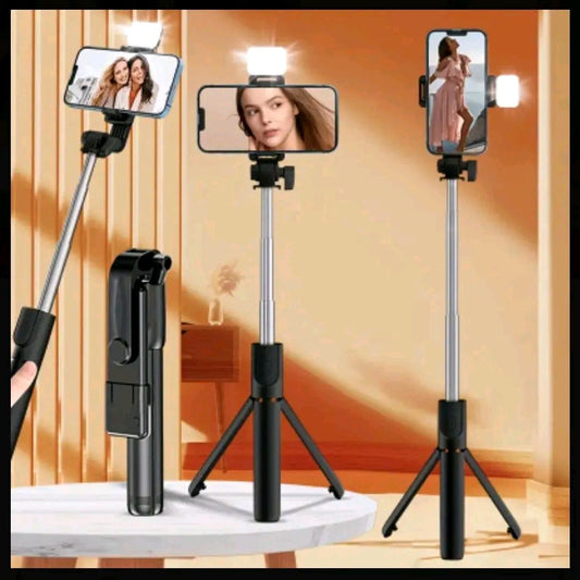 360-Degree Rotation Selfie Stick Tripod With Phone Stabilizer Plus Fill Light - Wireless, Battery Powered, Portable Tool For Outdoor Travel, Live Streaming, And Mini Selfies - Non-Rechargeable Button Battery, ≤36V Operating Voltage