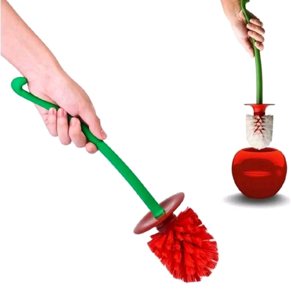Modern Cherry Shaped ABS Toilet Brush - 1pc for Home Use with Green Handle