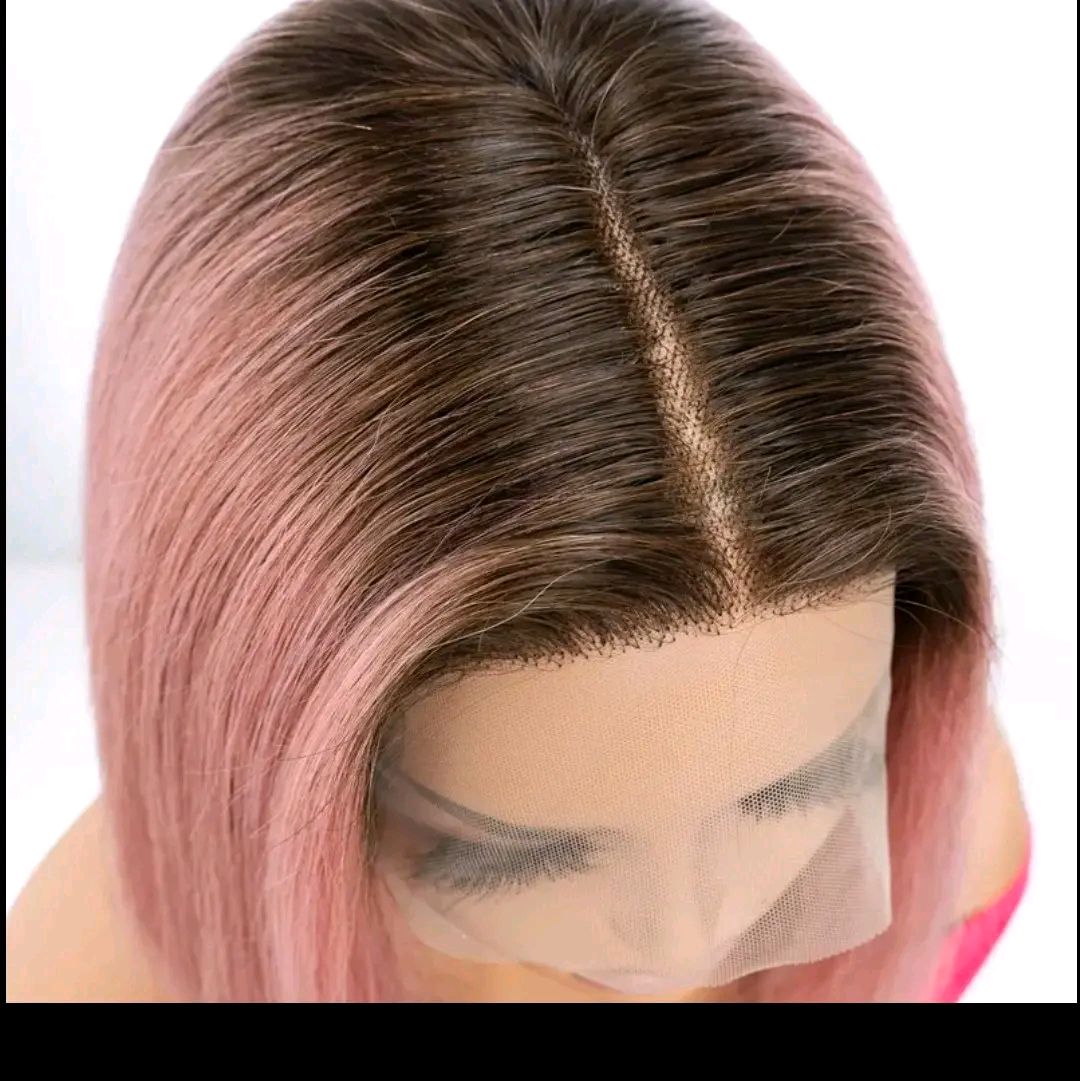 8 INCH Rebecca Beauty Unisex-Adult Pink Bob Lace Front Wig 13*5*1 Transparent HD Lace - 150% Density Straight Human Hair Wig Pre-Plucked with Bleached Knots - Suitable for All People