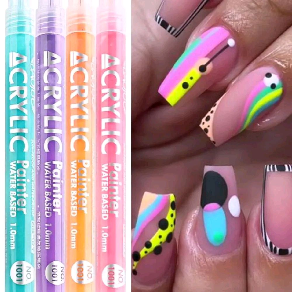 4pcs Nail Art Drawing Pen Y2K Graffiti Nail Acrylic Pen Waterproof Painting Liner DIY 3D Abstract Line Nail Art Beauty Tool Manicure Nail Charms Nail Gems Nail Supplies