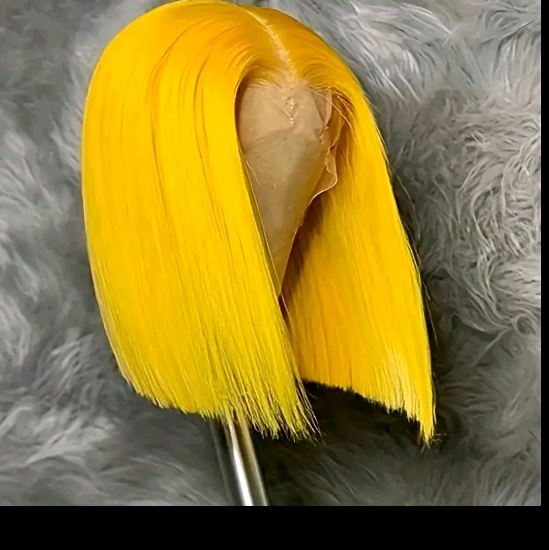 12 Inch Yellow  Lace Bob wig Human hair.