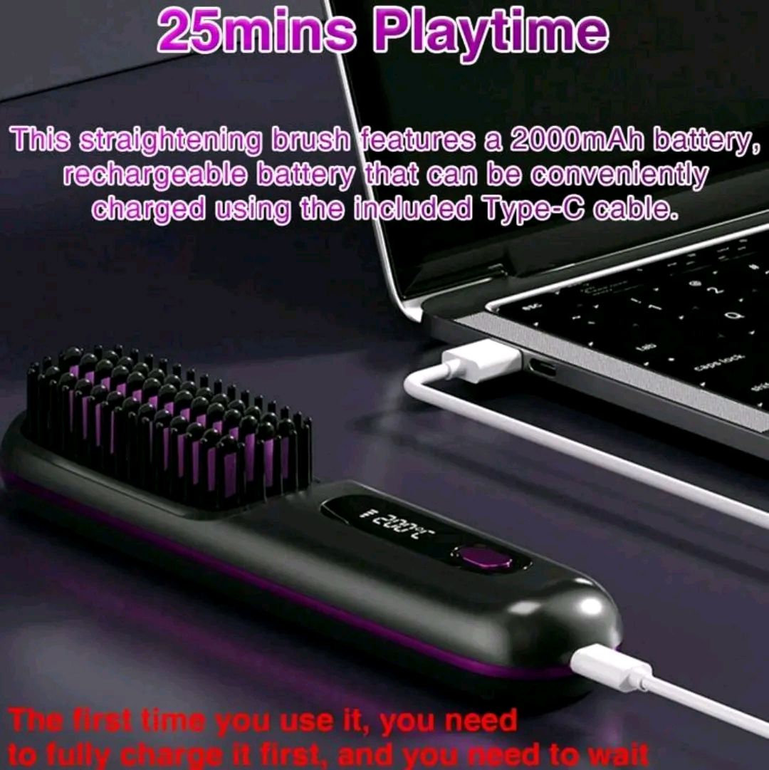 Wireless Hair Straightener for Women with 3-Level Temperature Control and Negative Ion Care