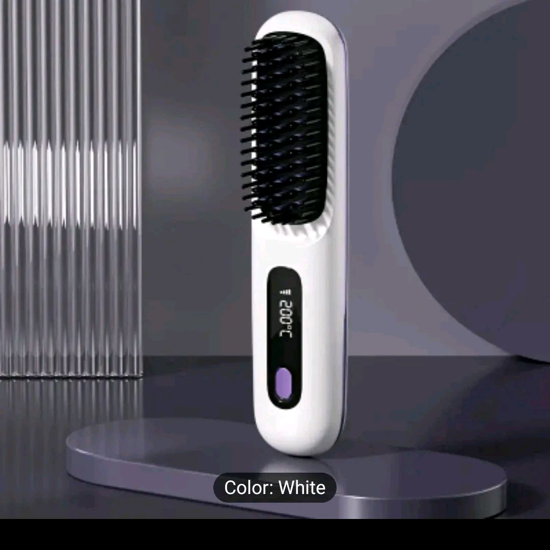 1pc Portable Hair Straightening Brush, Rated Voltage 5V, Current 2A, USB Charging, 2000mAh Lithium Battery, Negative Ion Hair Care, Constant Temperature Anti-Scald Design, ABS Material, Fashionable Styling Tool, Suitable For Home And Travel, Women Hair St