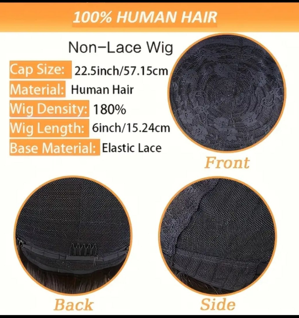 10 INCH Bouncy Curly Glueless Human Hair Wigs with Bangs Fringe - Big Loose Wave Wigs - 180% Density - 10 Inch - Full Machine Made - Brazilian Virgin - 100% Human Hair Wigs for Women