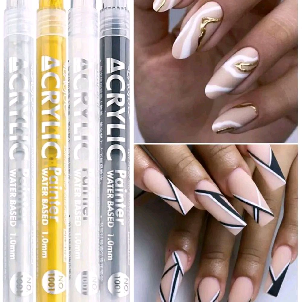 4pcs Y2K Aesthetic Nail Art Drawing Pen Graffiti Nail Acrylic Pen Waterproof Painting Liner DIY 3D Abstract Line Nail Art Beauty Tool Manicure Nail Charms Nail Gems Nail Supplies