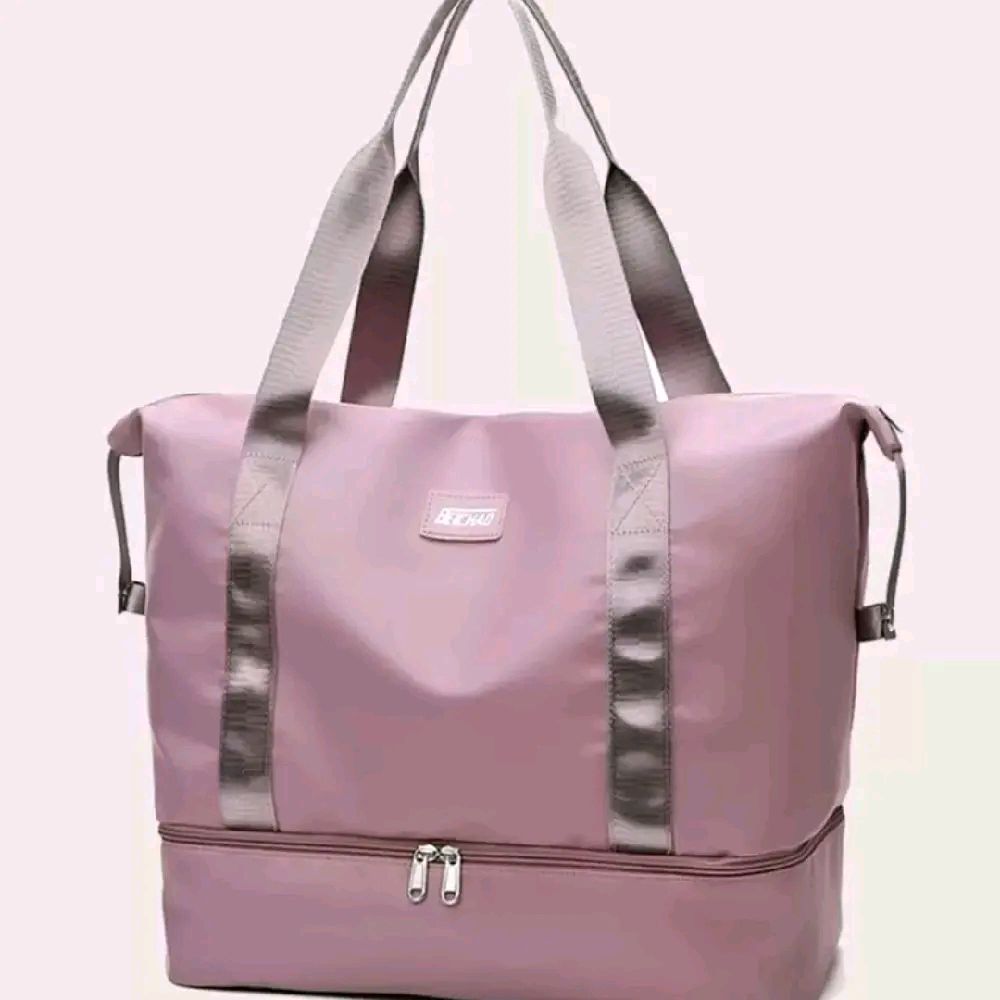 Zipper Around Travel Bag - Pink Hand Bag with Handles, Front Pocket, and Zipper Closure for School and Work Supplies