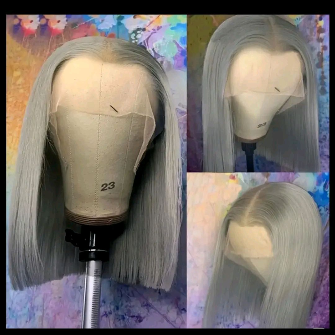 12 Inch Silvery Gray Blunt Cut Short Straight Bob Wig 180% Density Dark Gray 13×4 Transparent Lace Front Wig For Women Short Bob Cut Wigs 100% Brazilian Remy Straight Lace Frontal Human Hair Wigs Pre Plucked Baby Hair Around