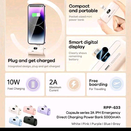 REMAX RPP-632/633 5000Mah Pocket Emergency Mobile Phone Small Portable Charger Powerbank Mini Keychain Power Bank