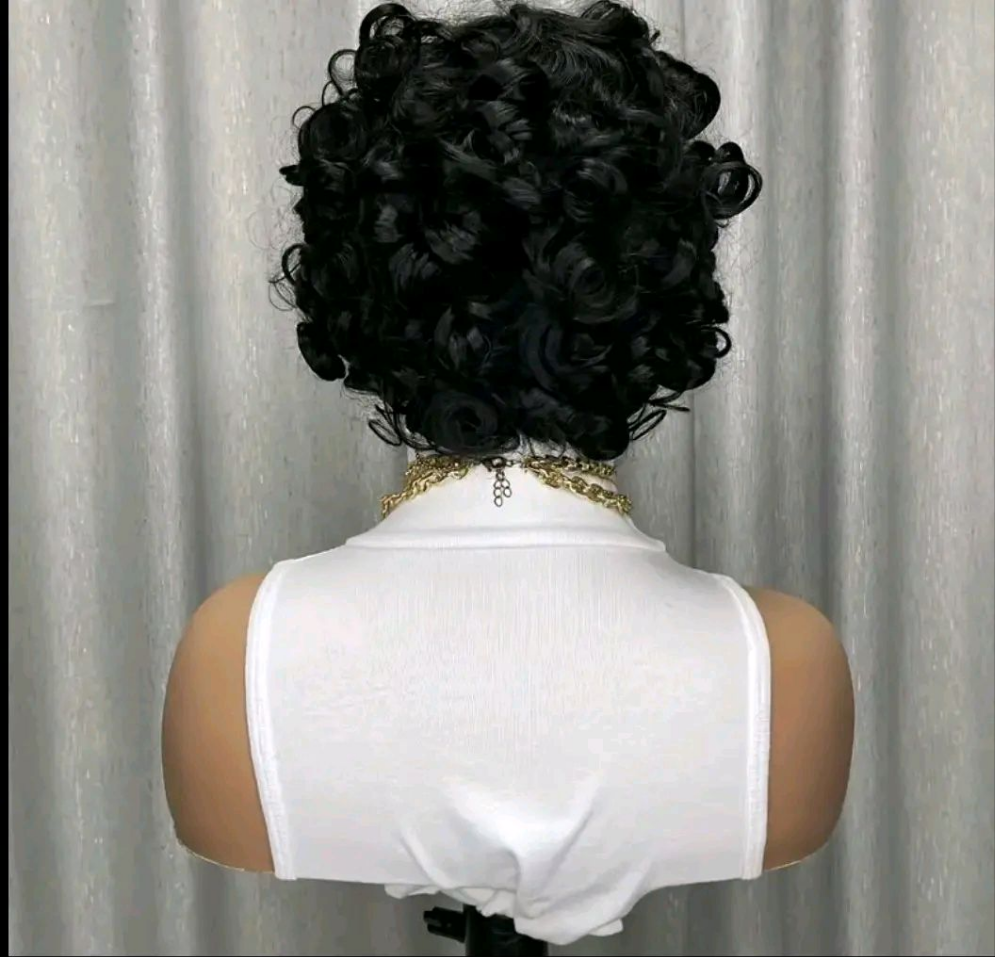 10 INCH Bouncy Curly Glueless Human Hair Wigs with Bangs Fringe - Big Loose Wave Wigs - 180% Density - 10 Inch - Full Machine Made - Brazilian Virgin - 100% Human Hair Wigs for Women