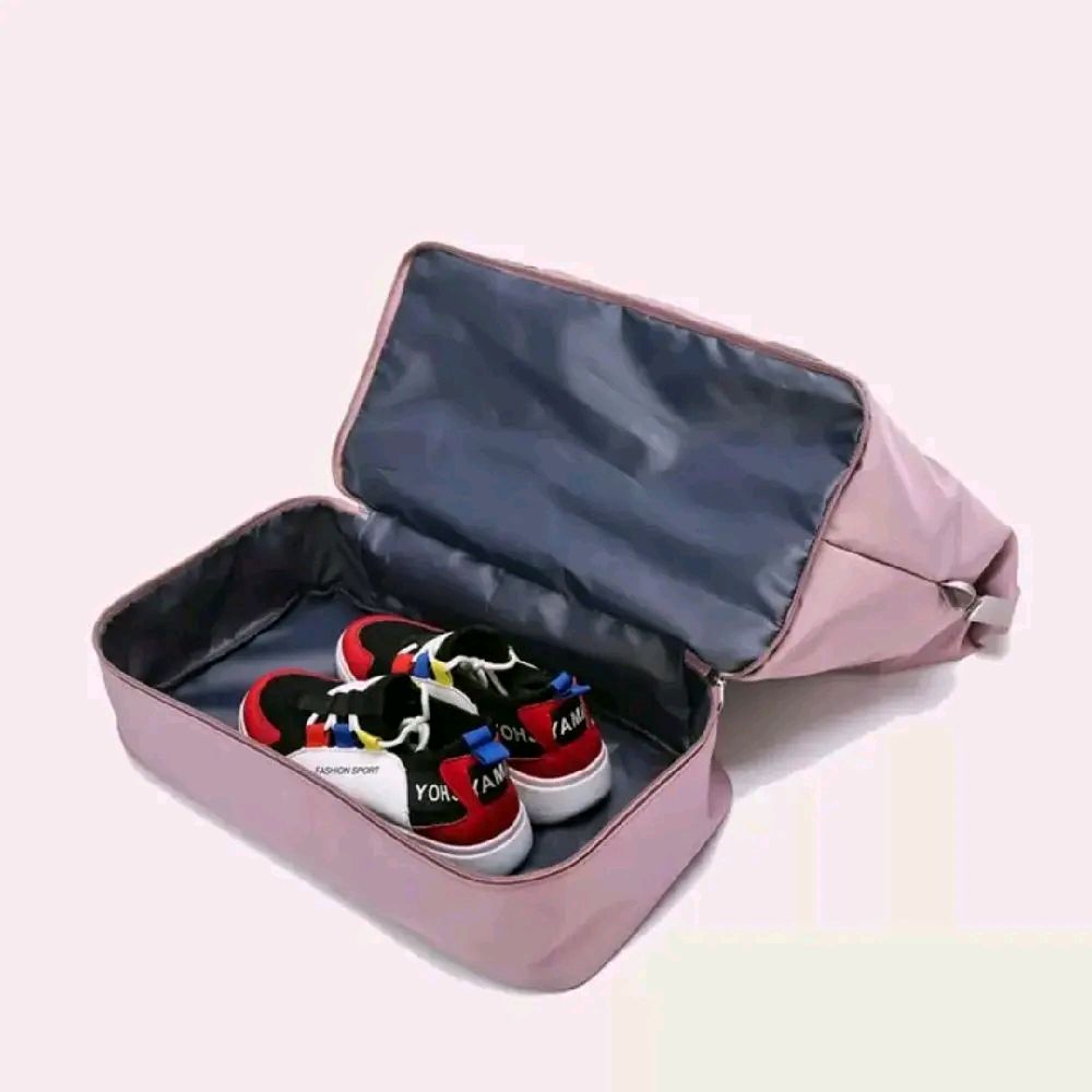 Zipper Around Travel Bag - Pink Hand Bag with Handles, Front Pocket, and Zipper Closure for School and Work Supplies