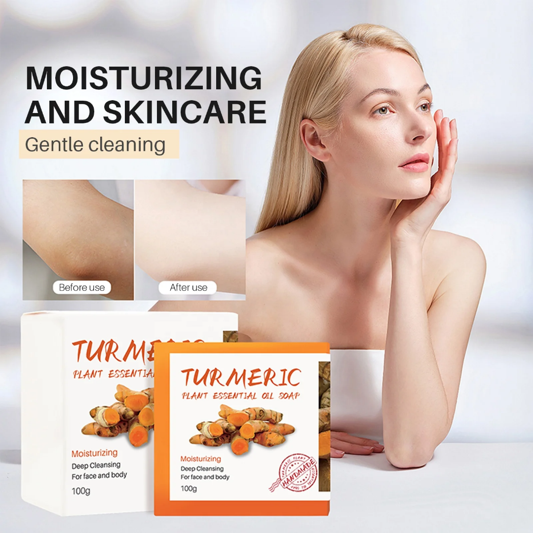 1 pcs Organic Ginger Handmade Tumeric Bar
Soap Bath Anti Acne Dark Spots Removal Whitening
Turmeric Soap
