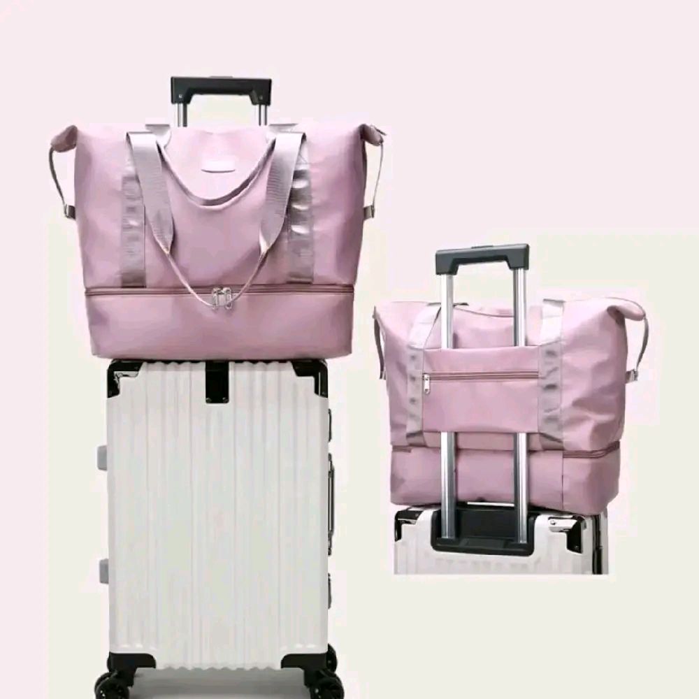 Zipper Around Travel Bag - Pink Hand Bag with Handles, Front Pocket, and Zipper Closure for School and Work Supplies