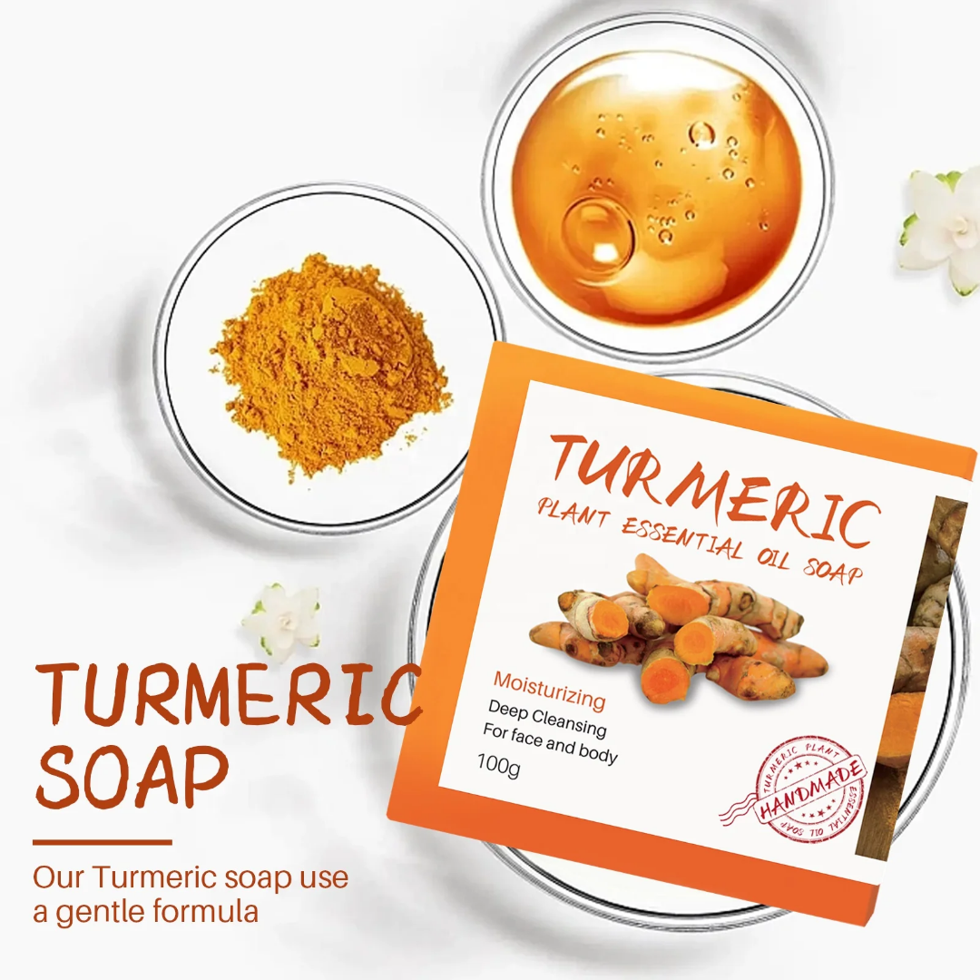 1 pcs Organic Ginger Handmade Tumeric Bar
Soap Bath Anti Acne Dark Spots Removal Whitening
Turmeric Soap