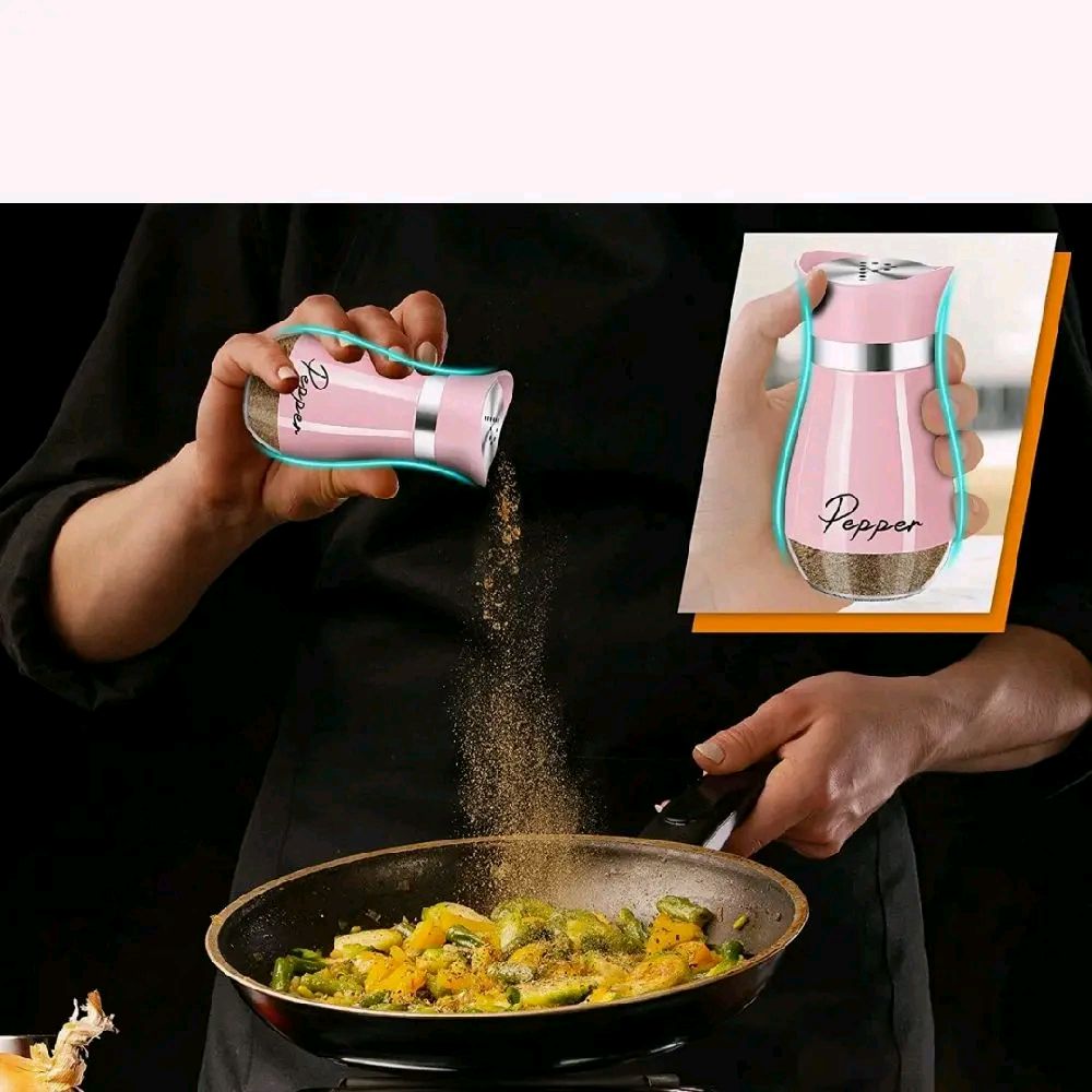 2Pcs Salt And Pepper Shakers Set,4 Oz Glass  Bottom Salt Pepper Shaker With Stainless S.
