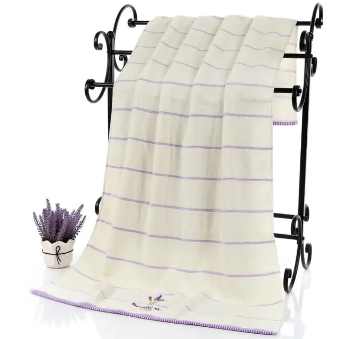 3 pcs1 lavender towel in milk white and purple