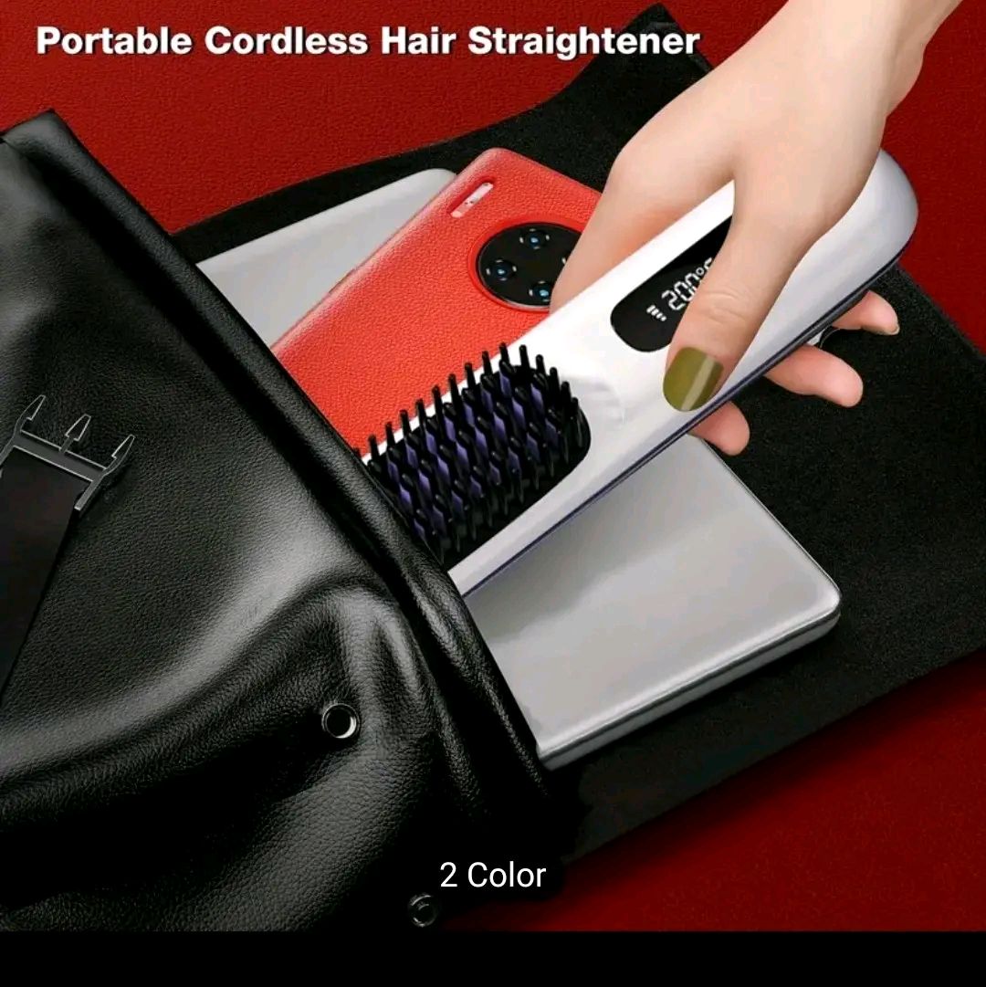 1pc Portable Hair Straightening Brush, Rated Voltage 5V, Current 2A, USB Charging, 2000mAh Lithium Battery, Negative Ion Hair Care, Constant Temperature Anti-Scald Design, ABS Material, Fashionable Styling Tool, Suitable For Home And Travel, Women Hair St