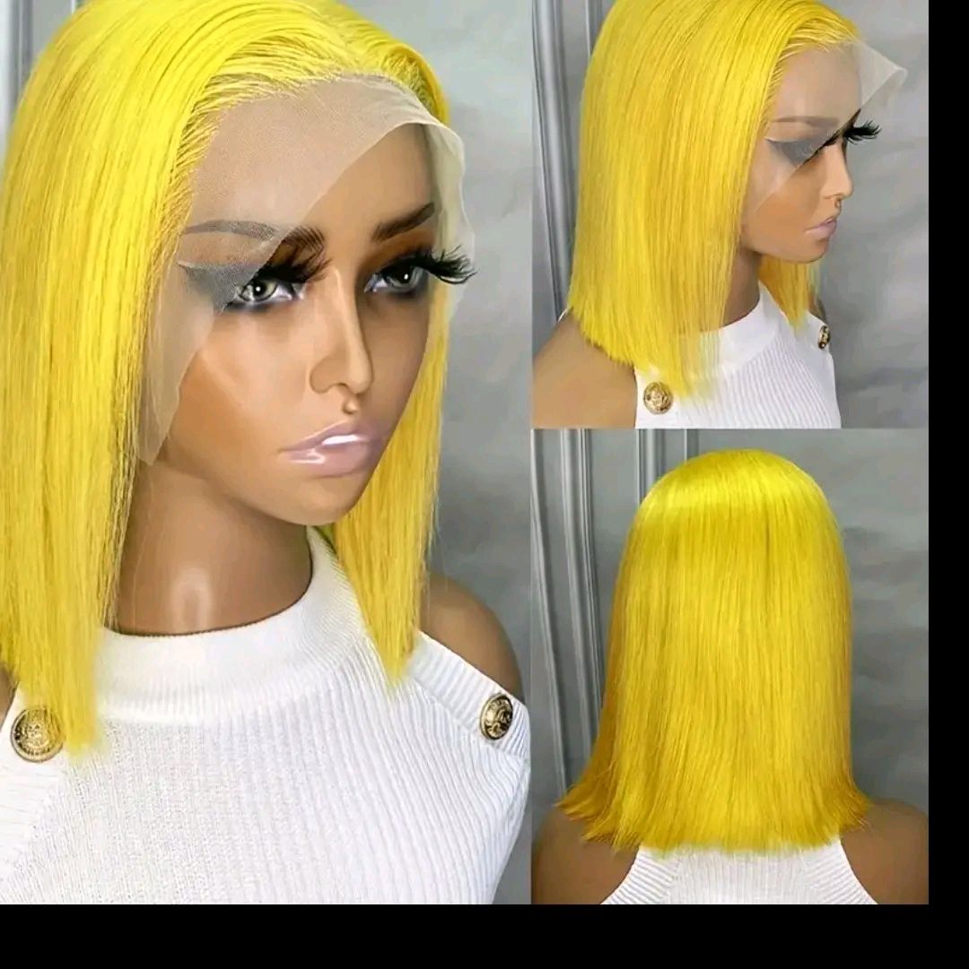 12 Inch Yellow  Lace Bob wig Human hair.