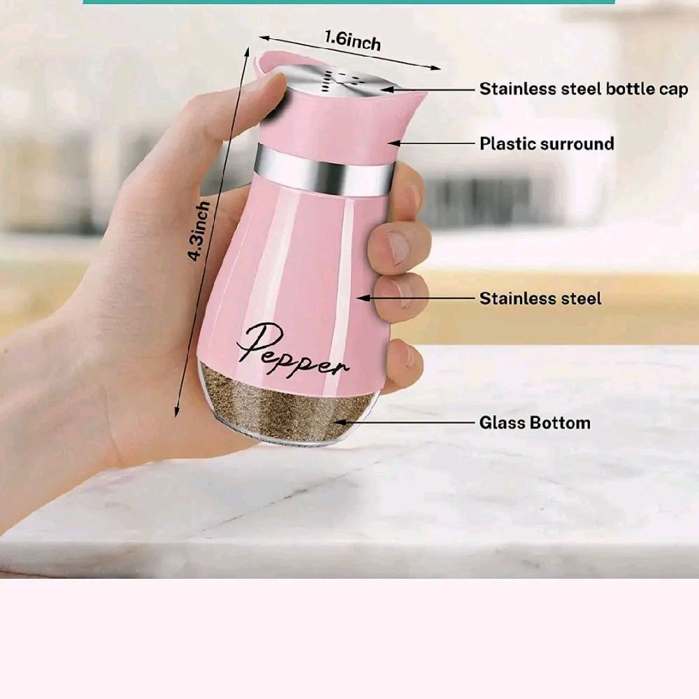 2Pcs Salt And Pepper Shakers Set,4 Oz Glass  Bottom Salt Pepper Shaker With Stainless S.